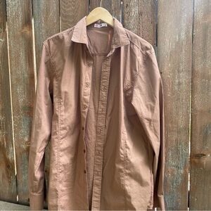 H2H Men's Brown Fitted Long Sleeve Button Down Size Large